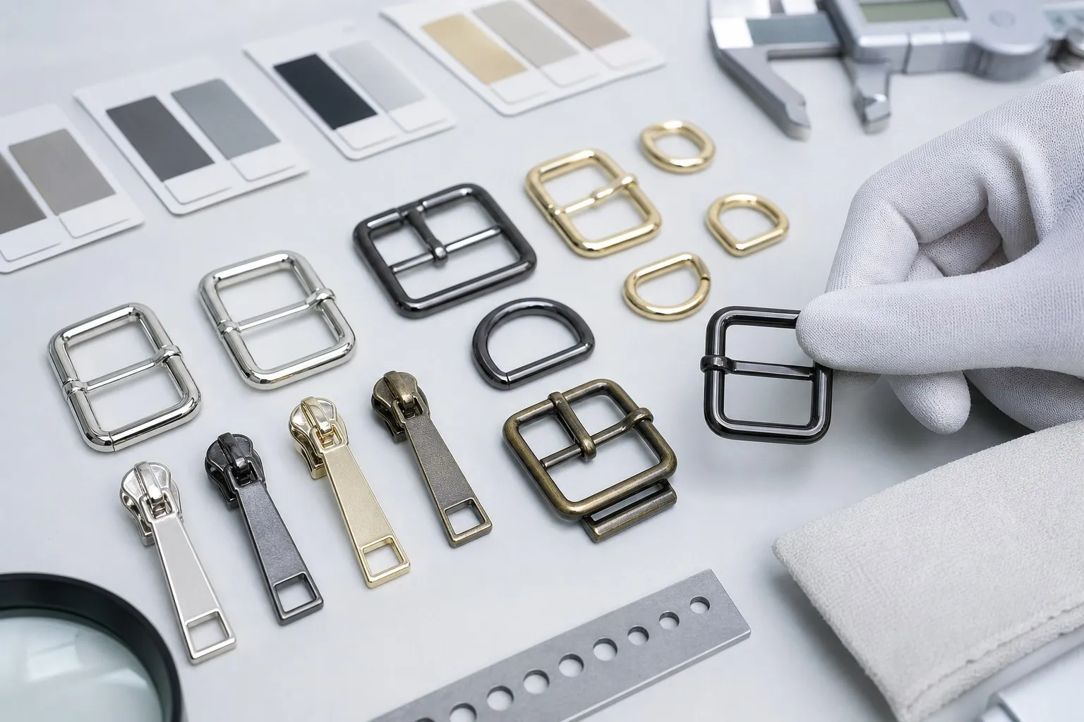Electroplating finish quality control for bag hardware